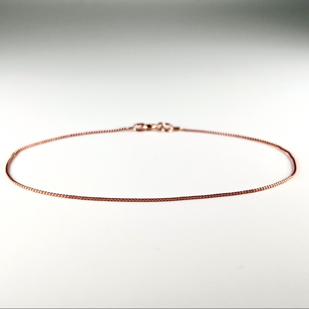 10K Rose Gold 7" Box Link Chain Bracelet .40g - New